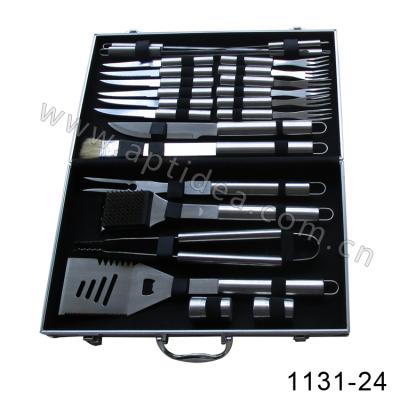 China Easily Cleaned 24 Pcs Stainless Steel Barbecue Set With Hollow Handle for sale