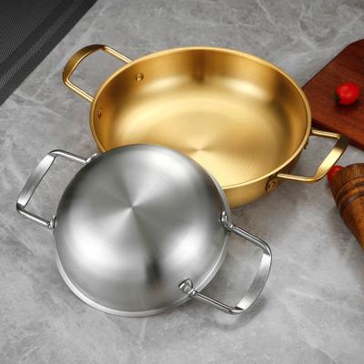 China MD Stainless Steel Pan Korean Noodle Ramen Pot Small Stockpots Pasta Pots Stir Fry Pan Omelet Paella Pans for sale