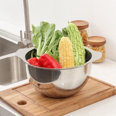 中国 MD Rice Pulses Fruits Vegetable Noodles Pasta Washing Bowl Colander Kitchen Colander Stainless Steel 販売のため