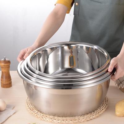 China MD Stainless Steel Bowl Salad Bowl Metal Bowls Stainless Steel Basin Deeper Edge Mirror-finish for sale