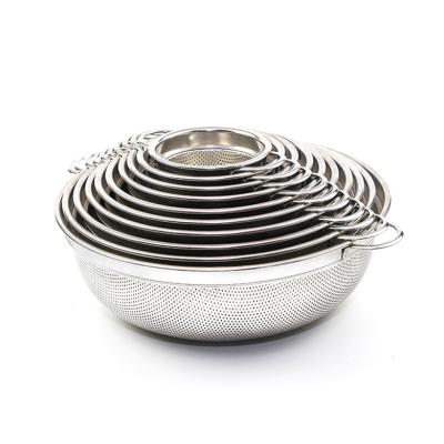 China Widely Used Superior Quality Handheld Basin Stainless Steel Kitchenware Utensils 27CM Colander for sale