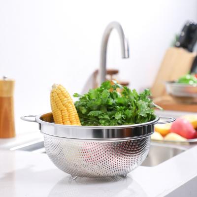 China MD 24cm U shape Colander Washing Basket Kitchen Stainless Steel Colander Rice Washing Strainer Basket Te koop