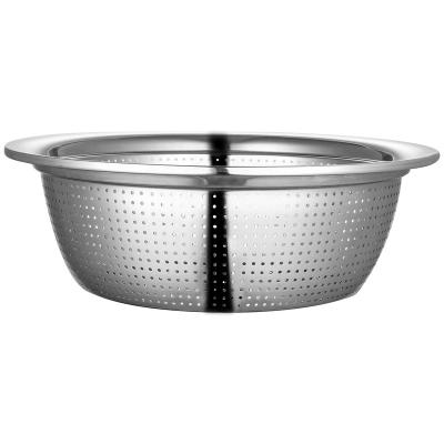 China DH Special Hot Selling Spin And Strain Stainless Steel 24cm Colander Set Flat Base S/S Low MOQ Large Size for sale