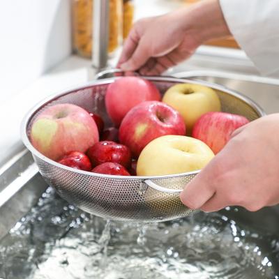 China MD Kitchen Utensils Accessories Gadgets Colander Washing Rice Fruit Vegetables Drainer Bowl Stainless Steel Colander 9 Sizes for sale