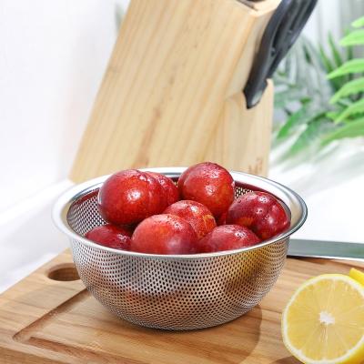 Китай DH 20cm Metal Colander Strainer Bowls for Rice Fruit Washing Pasta Siever 0.45mm Gauge 2mm Mesh продается