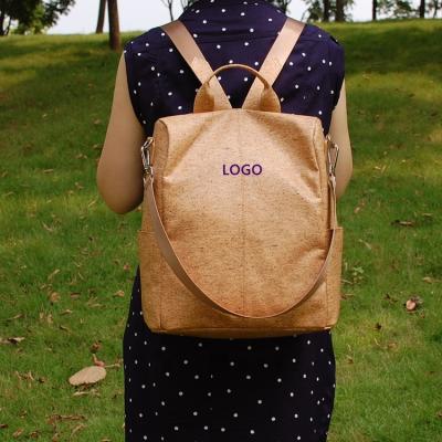 China Custom Made Natural Vegan Waterproof Cork Leather Backpack for Daily Laptop Travel Cork Backpack for Girl for sale