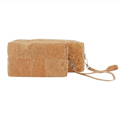 China Eco-friendly Custmos Cork Biodegradable Organic Cosmetic Cork Bags With 100% Cotton Canvas Lining For Women for sale