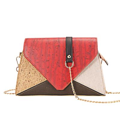 China Cork Fabric Hot Sale Custom Designer Printed Patterns Natural Vegan Cork Bags Women Chain Cross Body Bags for sale