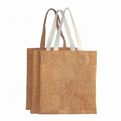 China Custom Handled Shopping Bag Cork With Cotton Lining Tote Bag Fashion Cork Shopping Bag With Logo for sale