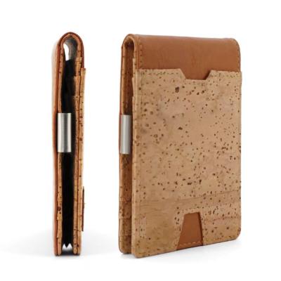 China Minimalist Leather Manufacture Portugal Natural Cork Leather Mens Slim Wallet RFID Wallet for sale