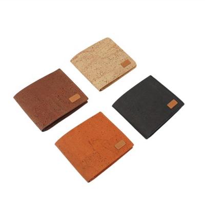 China Eco Vegan Waterproof Cork Pocket Wallet Minimalist Vintage Colored Cork with 100% Cotton Lining RFID Credit Card Holder for sale