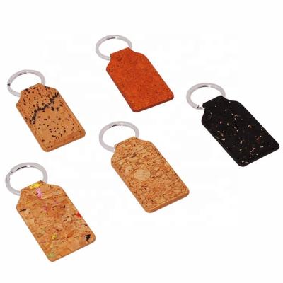 China Vegan Wholesale Natural Cork Leather Logo Cork Key Chain Custom Made Natural Eco Friendly for sale