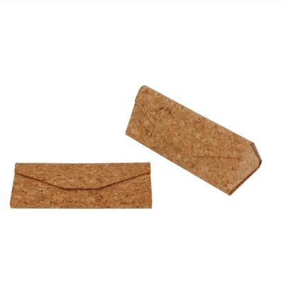 China Reused Materials Cork Leather Traveling Glasses Case High Quality Cork Wood Sunglasses Foldable Box for sale