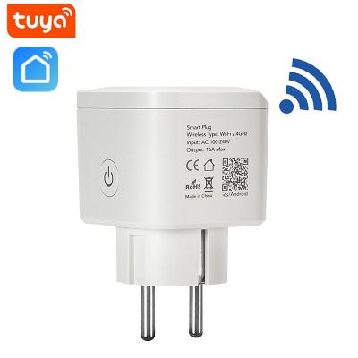 China CE ROHS16A Tuya Smart Home WiFi Smart EU Plug Residential / Multi-Purpose Socket With Mobile APP Schedule Control for sale