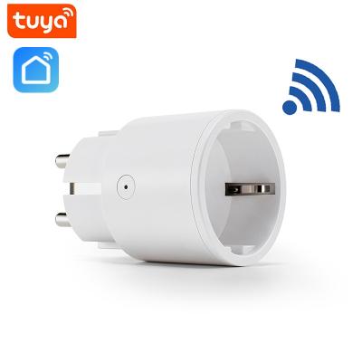 China Commercial EU 10A Round WIFI Overload Plug Tuya Wireless Socket Remote Control Smart Socket Remote Control EU Life Smart Socket for sale