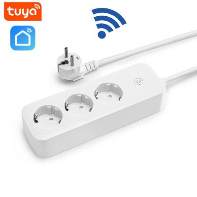 China Tuya Life Residential / Multipurpose Smart WiFi Smart Power Strips Extension Electrical Outlet With Three Germany EU Outlet Switches for sale