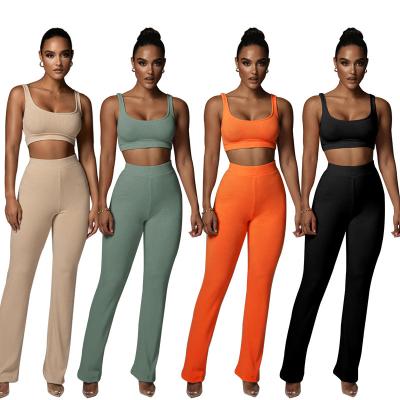 China Solid Color Vest Casual Fashion Splice Women's Suit Sleeveless Shapewear Tight Sloping Straight Women's Yoga Butt Suits QUICK DRY Pants for sale