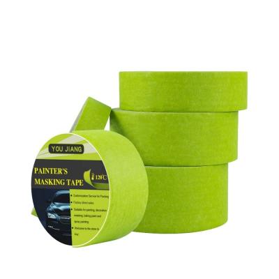 China Automotive Refinish Green Paper Masking Tape With 150-170 Micron Thickness for sale