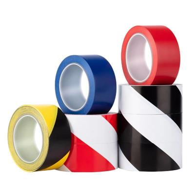 China High Tensile Strength PVC Lane Marking Tape For Warehouse Safety In Black And Yellow for sale