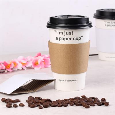 China Disposable Custom Printed Hot Coffee Cup Sleeve For 8/12/16oz For Hotel And Cafe Wrapping Paper Sleeves Heat Protective Drinks for sale