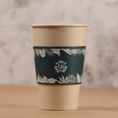 China Recycled Materials Paper Cup Sleeve Customized Corrugated Paper Disposable Paper Cup Sleeve Tea Coffee Paper Cup Holder Packaging Anti-scalding for sale