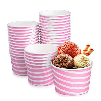 China Recycled Materials Ice Cream Sundae Cups - Disposable Dessert Bowls & Party Supplies Cups 8-Ounces Paper Pink for sale