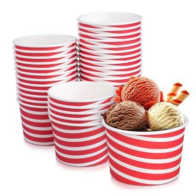 China Recycled Materials Ice Cream Sundae Cups - Dessert Paper Bowls & Party Supplies Disposable Cups 8-Ounces Red for sale