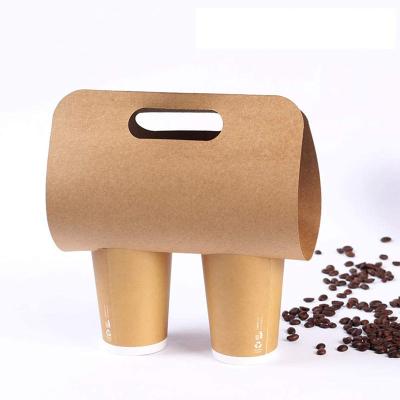 China Recycled Materials 80mm Paper Coffee To Go Disposable Coffee Tray Holds Takeout Carrier Drinks Holder 2 Cups Carry Holder for Hot and Cold Drinks for sale