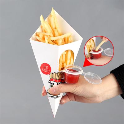 China Disposable Collapsible Paper Chip Cone With Sauce Tray for sale