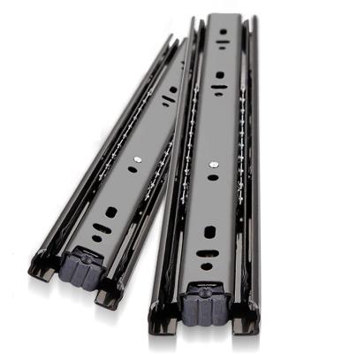 China Modern full extension drawer runners 250 300 350 400 450 500 550 black 600mm ball bearing metal slide rails for sale