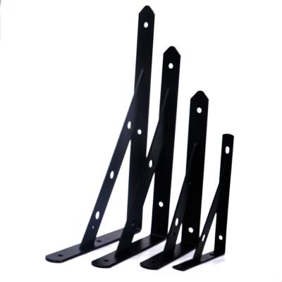 China Black Steel 90 Degree Steel Metal Triangle Corner Brackets Heavy Duty Shelf Bracket for sale