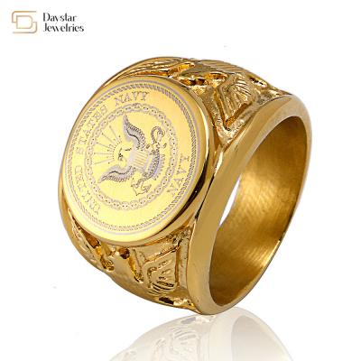 China Men Signet Rings Stainless Titanium Steel Jewelry Military Flying Eagle Logo for sale