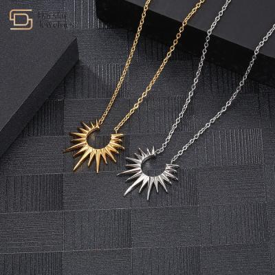 China Sunflower Pendant Necklace Titanium Steel Jewelry Women Collarbone Chain for sale