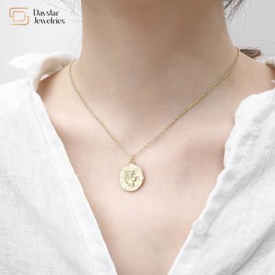 China 18k Gold Plated Titanium Steel Jewelry Irregular Queen Elizabeth Coin Pendant for sale