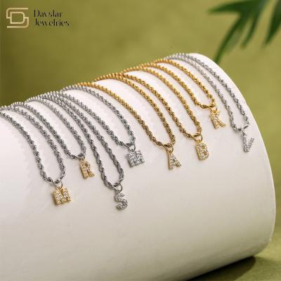 China Twisted Chain Stainless Steel Jewelry Initial Letter Alphabet Pendant Necklace for sale