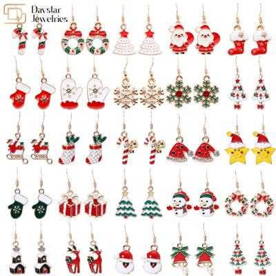 China Elk Snowman Santa Silver Christmas Earrings , Xmas Tree Womens Holiday Earrings for sale