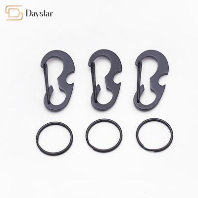 China Metal Bottle Opener Carabiner , Keychain Spring Hook Hiking D Shaped Buckle for sale