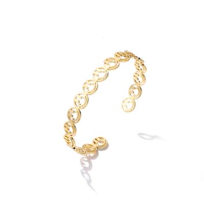 China Luxury Diamond 18K Gold Chain Link Bracelet Eco Friendly Copper Gold Plated Bangles for sale