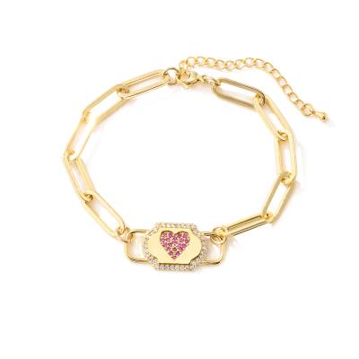 China Elegant 18k Gold Chain Bracelet Women , Synthetic CZ Gold Plated Charm Bracelet for sale