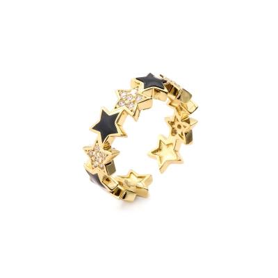 China Open 14k Gold Star Ring Adjustable CZ Cubic Zircon Custom for sale