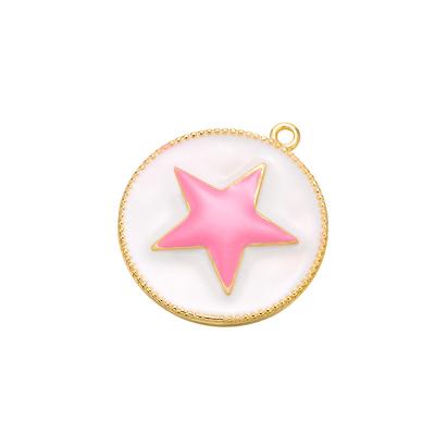 China DIY Pentagram Gold Plated Round Pendant Enamel Coin Shape OEM for sale