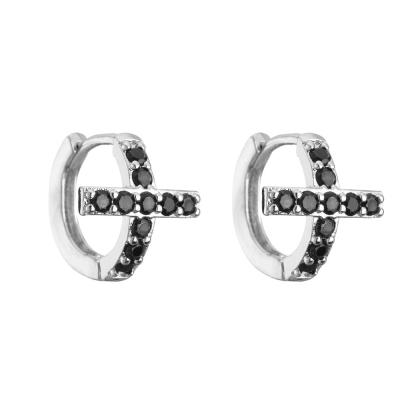 China Contemporary Sterling Silver Jewelry Hoop Earrings Mens Diamond Cross Earrings OEM ODM for sale