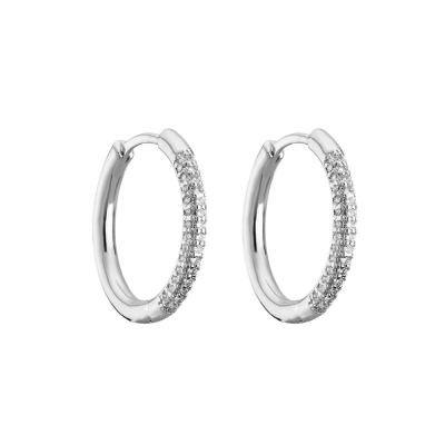 China Crystal 925 Sterling Silver Jewelry Hoop Huggie Earrings Unisex for sale