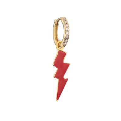 China CZ Lightning Bolt Hoop Earrings OEM Classic Gold Plated Enamel Earring for sale