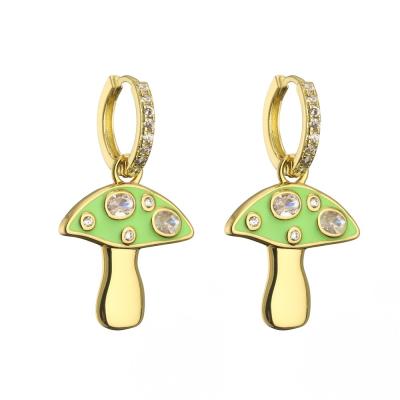 China Cute Enamel Gold Plated Drop Earring Mushroom Dangle Earrings for sale