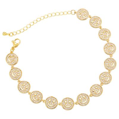 China Zircon Smiley Face Gold Necklace for sale