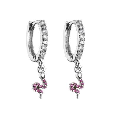 China Animal Zircon Snake Shape Earrings Micro Silver Plated Crystal Hoop Earrings for sale