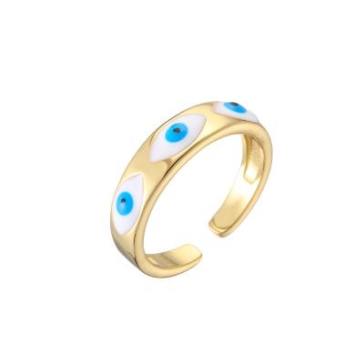 China Enamel Evil Eye Ring Gold Plated for sale