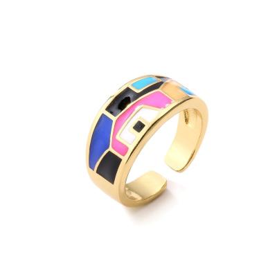 China Multicolor Dripping Oil Rings Exquisite Gold Plated Wedding Rings OEM ODM for sale