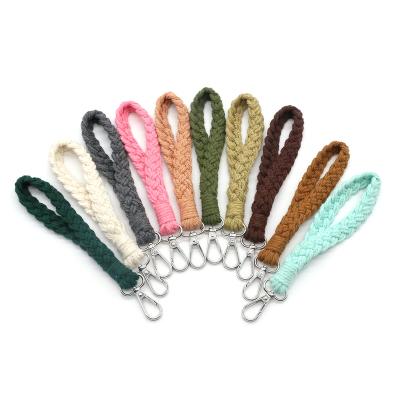 China Cotton Fashion Bohemian Rope Woven Macrame Bracelet Tassel Car Key Wallet Cell Phone Key Chain Handmade Wallet for sale